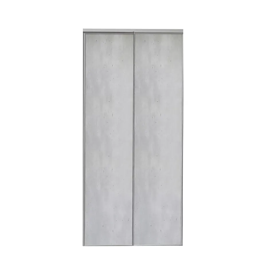 Porte de placard coulissante vendue par 2 décor béton gris clair 120 x 250 cm