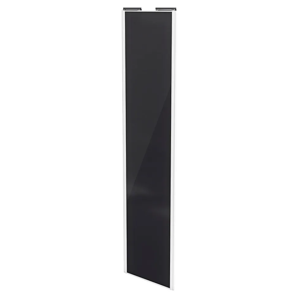 Porte de placard coulissante noir profil blanc GoodHome Arius H. 248,5 x L. 62.2 cm + amortisseurs