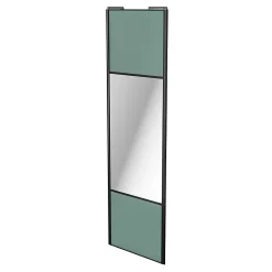 Porte de placard coulissante avec miroir vert de gris profil noir GoodHome Arius H. 248,5 x L. 77.2 cm + amortisseurs