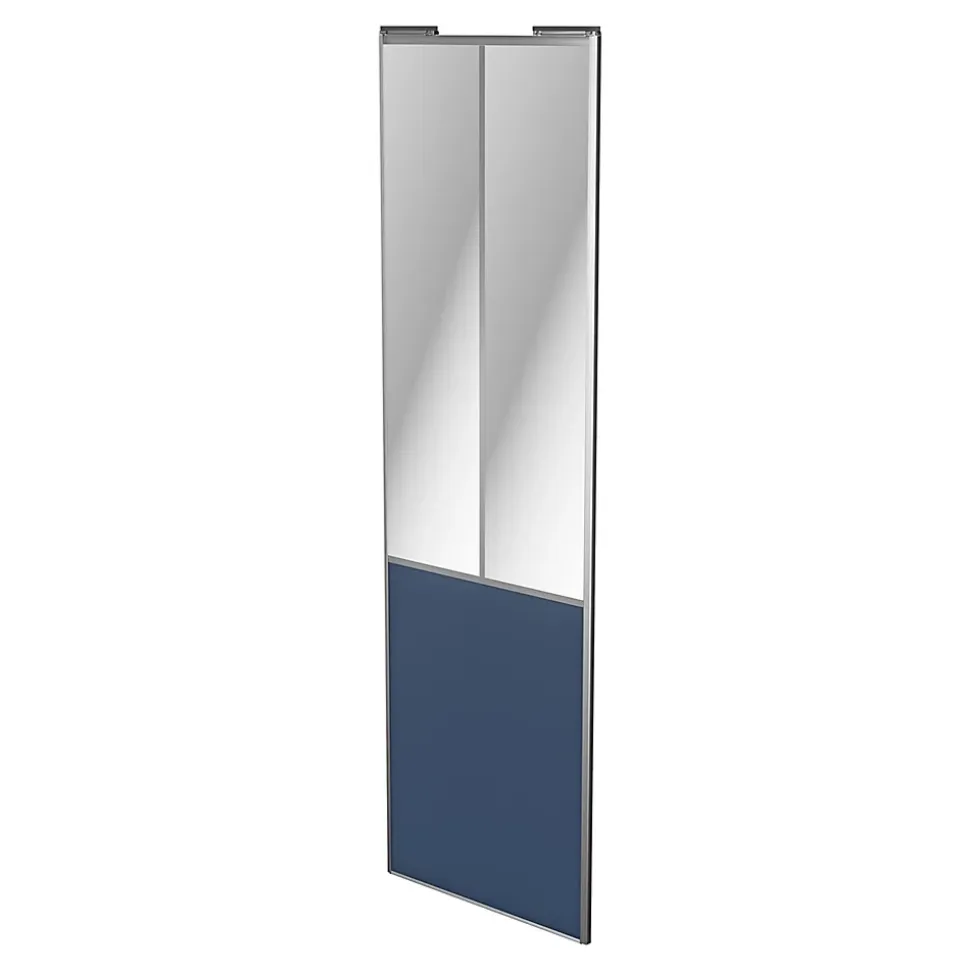 Porte de placard coulissante atelier bleu profil gris GoodHome Arius H. 248,5 x L. 76.2 cm + amortisseurs