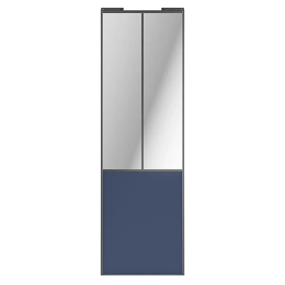 Porte de placard coulissante atelier bleu profil gris GoodHome Arius H. 248,5 x L. 76.2 cm + amortisseurs