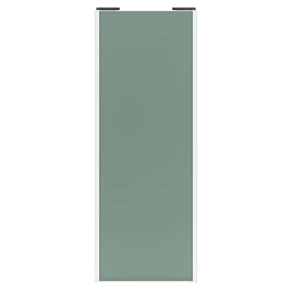 Porte de placard coulissante vert de gris profil blanc GoodHome Arius H. 248,5 x L. 92.2 cm + amortisseurs