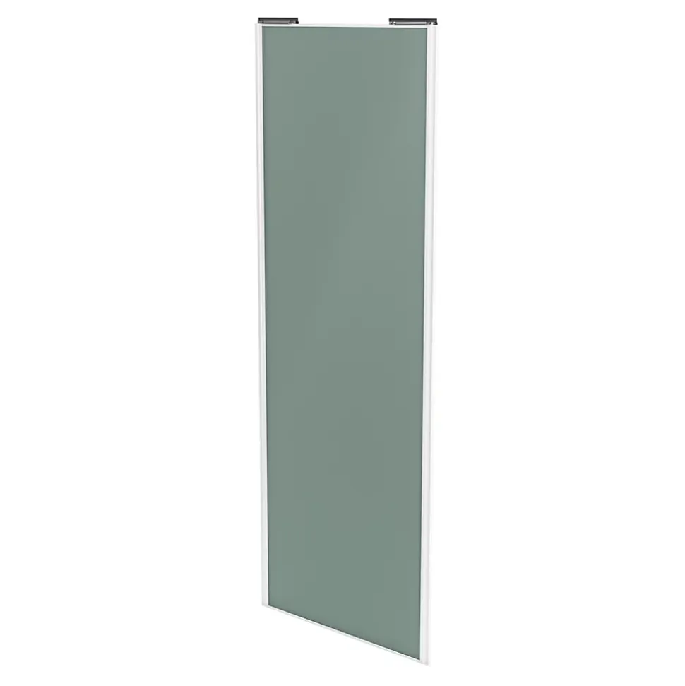 Porte de placard coulissante vert de gris profil blanc GoodHome Arius H. 248,5 x L. 92.2 cm + amortisseurs