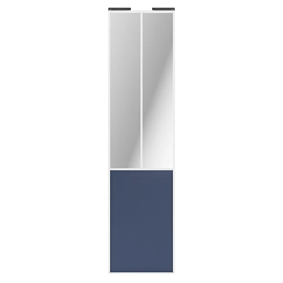 Porte de placard coulissante atelier bleu profil blanc GoodHome Arius H. 248,5 x L. 61.2 cm + amortisseurs
