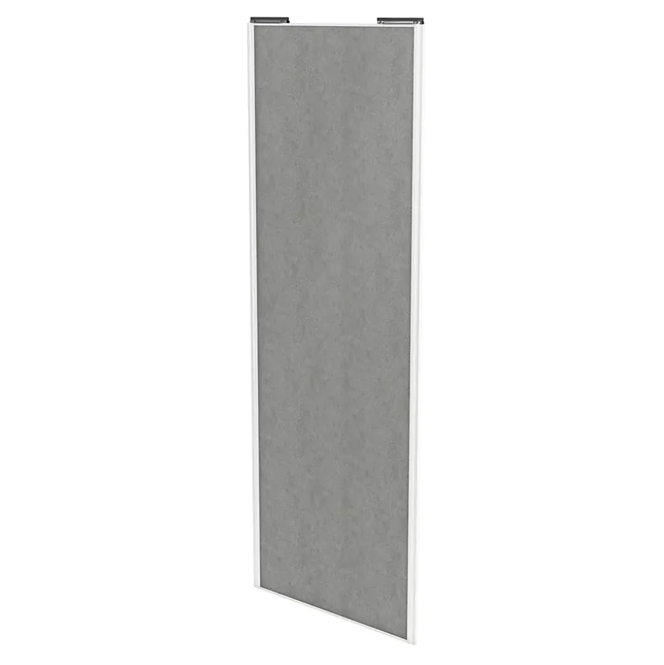 Porte de placard coulissante béton profil blanc GoodHome Arius H. 248,5 x L. 92.2 cm + amortisseurs