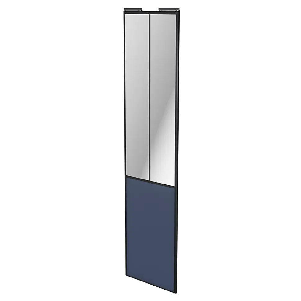 Porte de placard coulissante atelier bleu profil noir GoodHome Arius H. 248,5 x L. 61.2 cm + amortisseurs