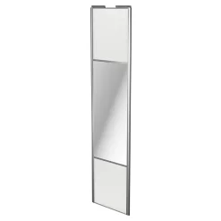 Porte de placard coulissante avec miroir blanc brillant profil gris GoodHome Arius H. 248,5 x L. 62.2 cm + amortisseurs