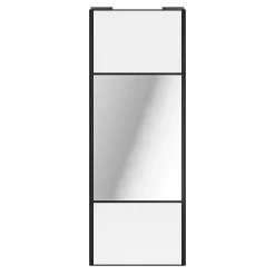 Porte de placard coulissante avec miroir blanc profil noir GoodHome Arius H. 248,5 x L. 92.2 cm + amortisseurs
