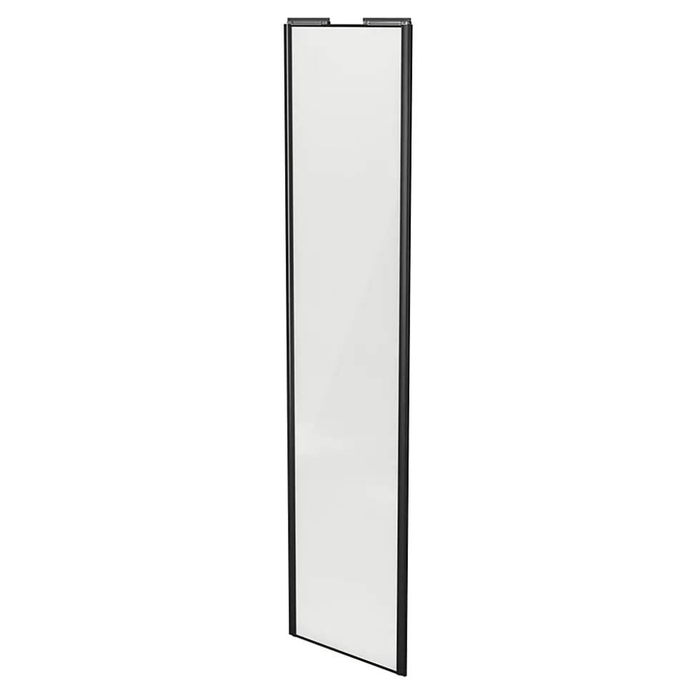 Porte de placard coulissante blanc profil noir brillant GoodHome Arius H. 248,5 x L. 62.2 cm + amortisseurs