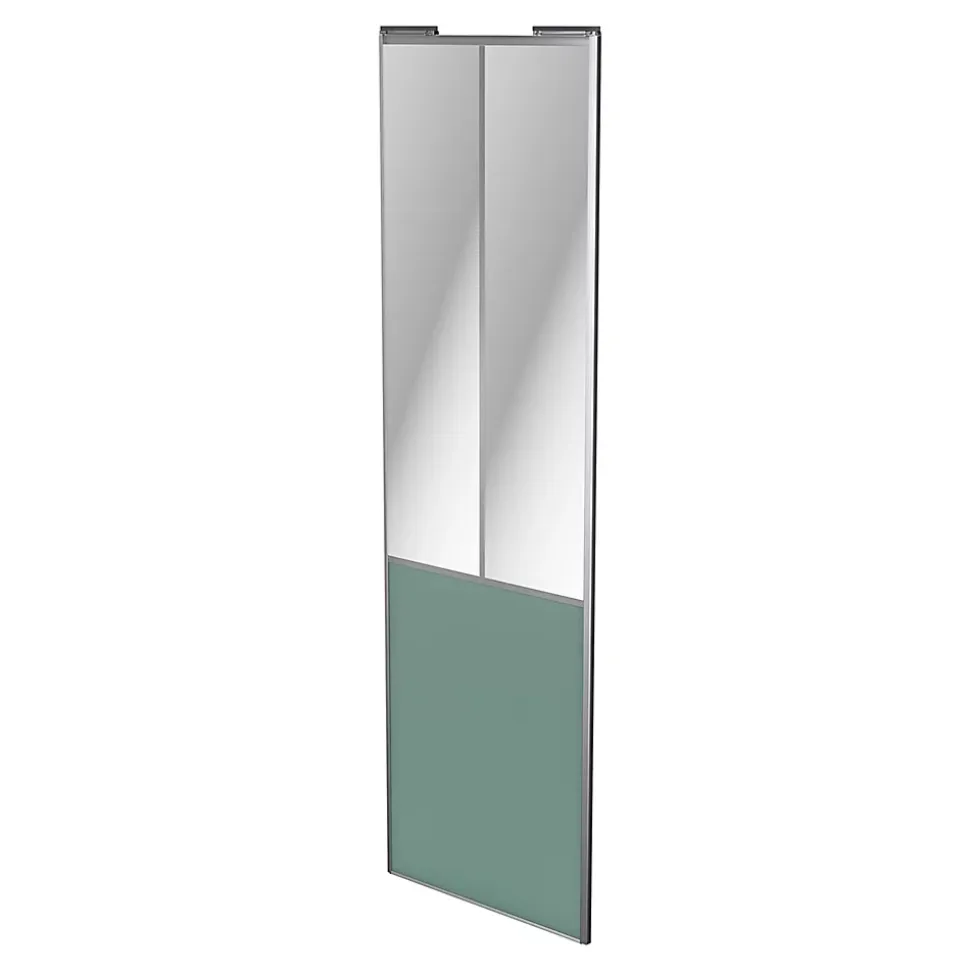 Porte de placard coulissante atelier vert de gris profil gris GoodHome Arius H. 248,5 x L. 76.2 cm + amortisseurs
