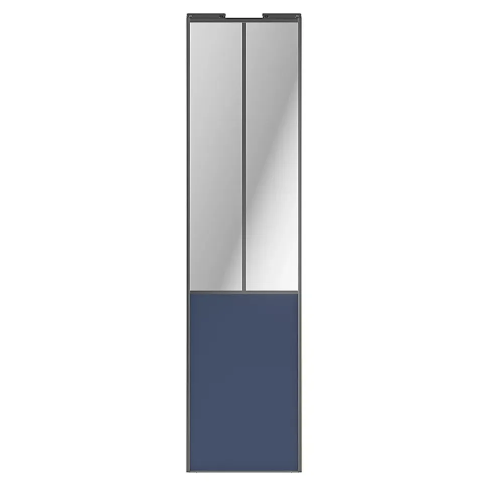Porte de placard coulissante atelier bleu profil gris GoodHome Arius H. 248,5 x L. 61.2 cm + amortisseurs