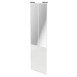Porte de placard coulissante atelier blanc brillant profil blanc GoodHome Arius H. 248,5 x L. 76.2 cm + amortisseurs