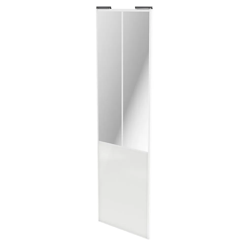 Porte de placard coulissante atelier blanc brillant profil blanc GoodHome Arius H. 248,5 x L. 76.2 cm + amortisseurs