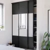 Porte de placard coulissante avec miroir anthracite profil noir GoodHome Arius H. 248,5 x L. 62.2 cm + amortisseurs