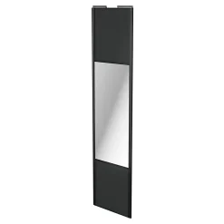 Porte de placard coulissante avec miroir anthracite profil noir GoodHome Arius H. 248,5 x L. 62.2 cm + amortisseurs