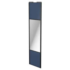 Porte de placard coulissante avec miroir bleu profil noir GoodHome Arius H. 248,5 x L. 62.2 cm + amortisseurs