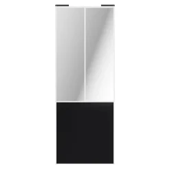 Porte de placard coulissante atelier noir mat profil blanc GoodHome Arius H. 248,5 x L. 91.2 cm + amortisseurs