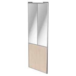 Porte de placard coulissante atelier effet chêne clair profil gris GoodHome Arius H. 248,5 x L. 91.2 cm + amortisseurs
