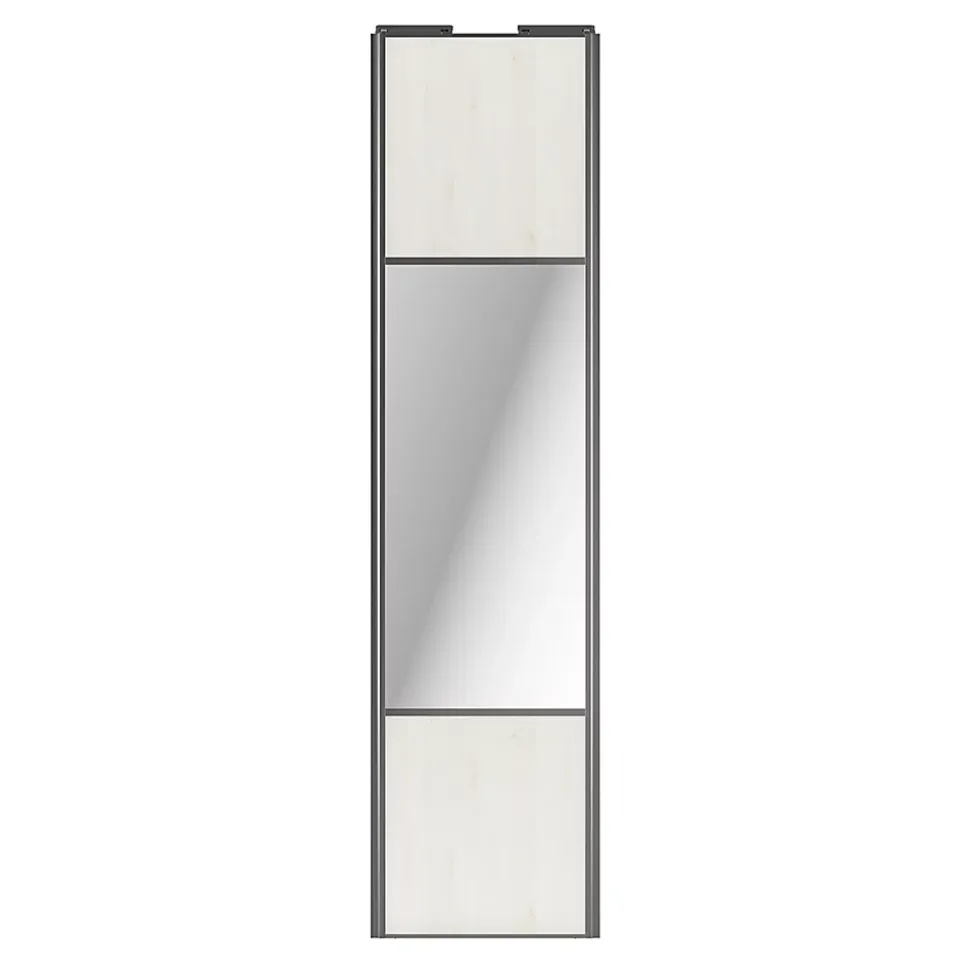 Porte de placard coulissante avec miroir bois nordique profil gris GoodHome Arius H. 248,5 x L. 62.2 cm + amortisseurs