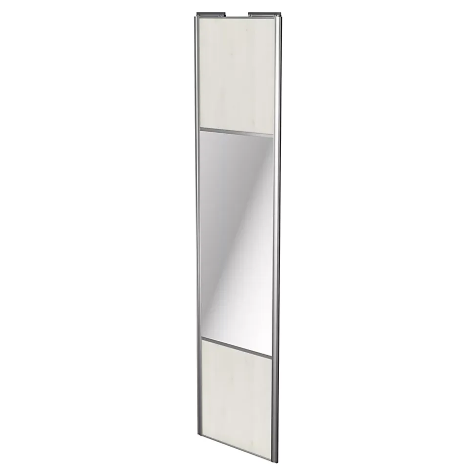 Porte de placard coulissante avec miroir bois nordique profil gris GoodHome Arius H. 248,5 x L. 62.2 cm + amortisseurs