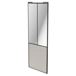 Porte de placard coulissante atelier gris clair mat profil noir GoodHome Arius H. 248,5 x L. 91.2 cm + amortisseurs