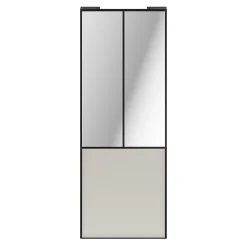 Porte de placard coulissante atelier gris clair mat profil noir GoodHome Arius H. 248,5 x L. 91.2 cm + amortisseurs