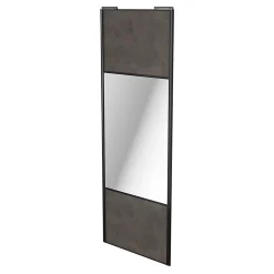 Porte de placard coulissante avec miroir gris antique profil noir GoodHome Arius H. 248,5 x L. 92.2 cm + amortisseurs