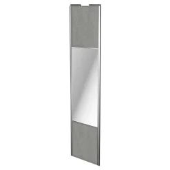 Porte de placard coulissante avec miroir béton profil gris GoodHome Arius H. 248,5 x L. 62.2 cm + amortisseurs
