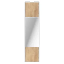 Porte de placard coulissante avec miroir effet chêne brut profil blanc GoodHome Arius H. 248,5 x L. 62.2 cm + amortisseurs