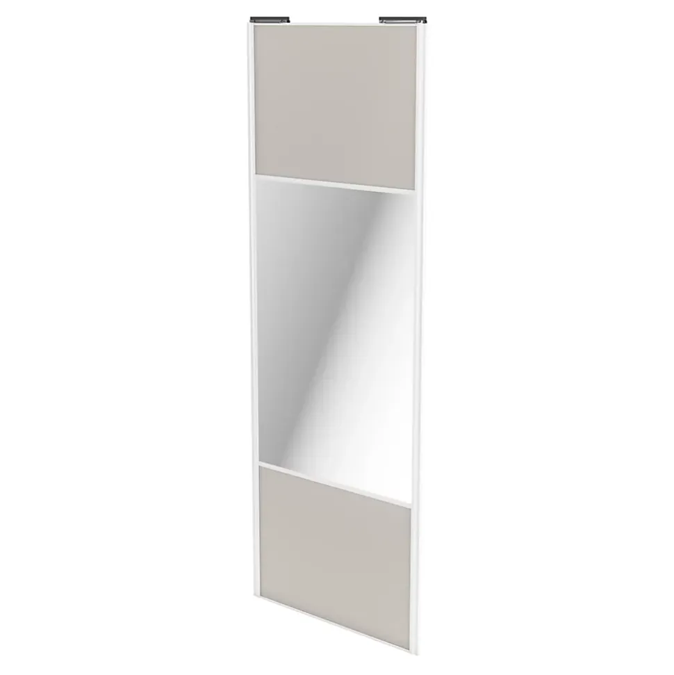 Porte de placard coulissante avec miroir gris clair mat profil blanc GoodHome Arius H. 248,5 x L. 92.2 cm + amortisseurs