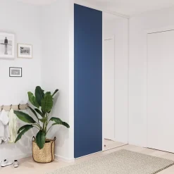 Porte de placard coulissante bleu profil blanc GoodHome Arius H. 248,5 x L. 77.2 cm + amortisseurs