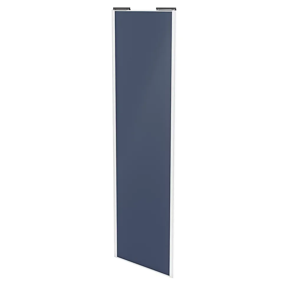 Porte de placard coulissante bleu profil blanc GoodHome Arius H. 248,5 x L. 77.2 cm + amortisseurs