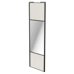 Porte de placard coulissante avec miroir bois nordique profil noir GoodHome Arius H. 248,5 x L. 77.2 cm + amortisseurs