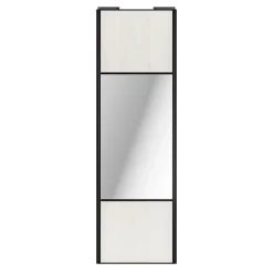 Porte de placard coulissante avec miroir bois nordique profil noir GoodHome Arius H. 248,5 x L. 77.2 cm + amortisseurs