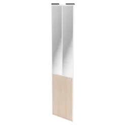 Porte de placard coulissante atelier effet chêne clair profil blanc GoodHome Arius H. 248,5 x L. 76.2 cm + amortisseurs