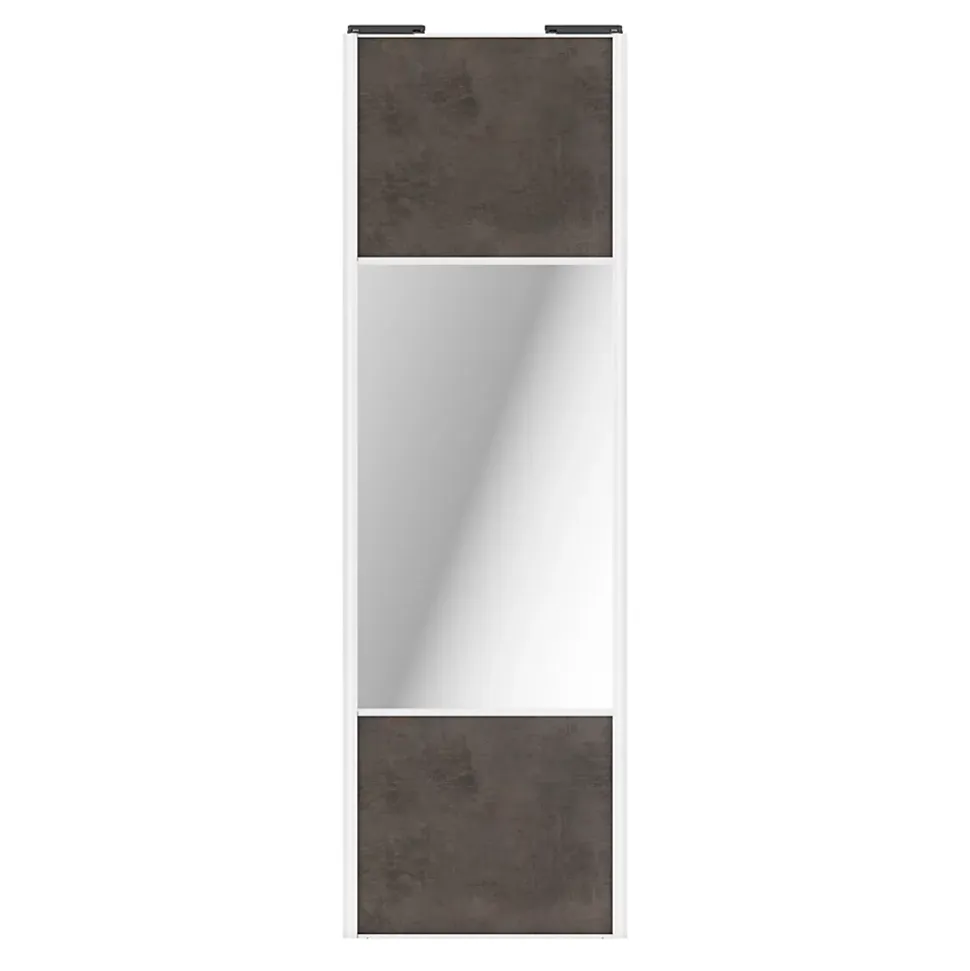 Porte de placard coulissante avec miroir gris antique profil blanc GoodHome Arius H. 248,5 x L. 77.2 cm + amortisseurs