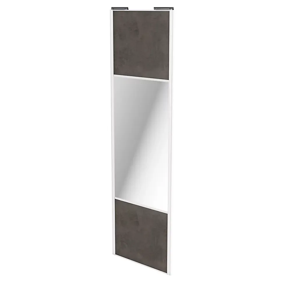 Porte de placard coulissante avec miroir gris antique profil blanc GoodHome Arius H. 248,5 x L. 77.2 cm + amortisseurs