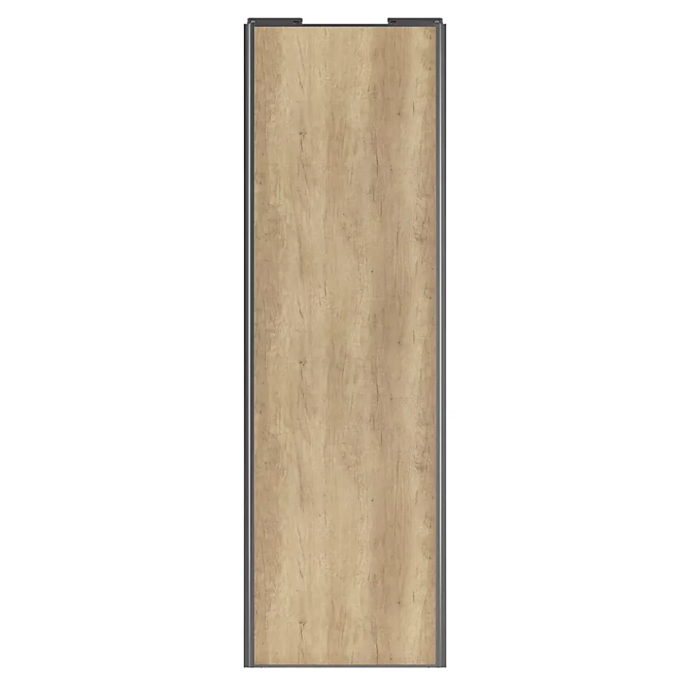 Porte de placard coulissante effet chêne brut profil gris GoodHome Arius H. 248,5 x L. 77.2 cm + amortisseurs