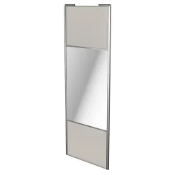 Porte de placard coulissante avec miroir gris clair mat profil gris GoodHome Arius H. 248,5 x L. 92.2 cm + amortisseurs
