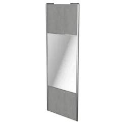 Porte de placard coulissante avec miroir béton profil gris GoodHome Arius H. 248,5 x L. 92.2 cm + amortisseurs