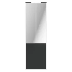 Porte de placard coulissante atelier gris foncé mat profil blanc GoodHome Arius H. 248,5 x L. 76.2 cm + amortisseurs