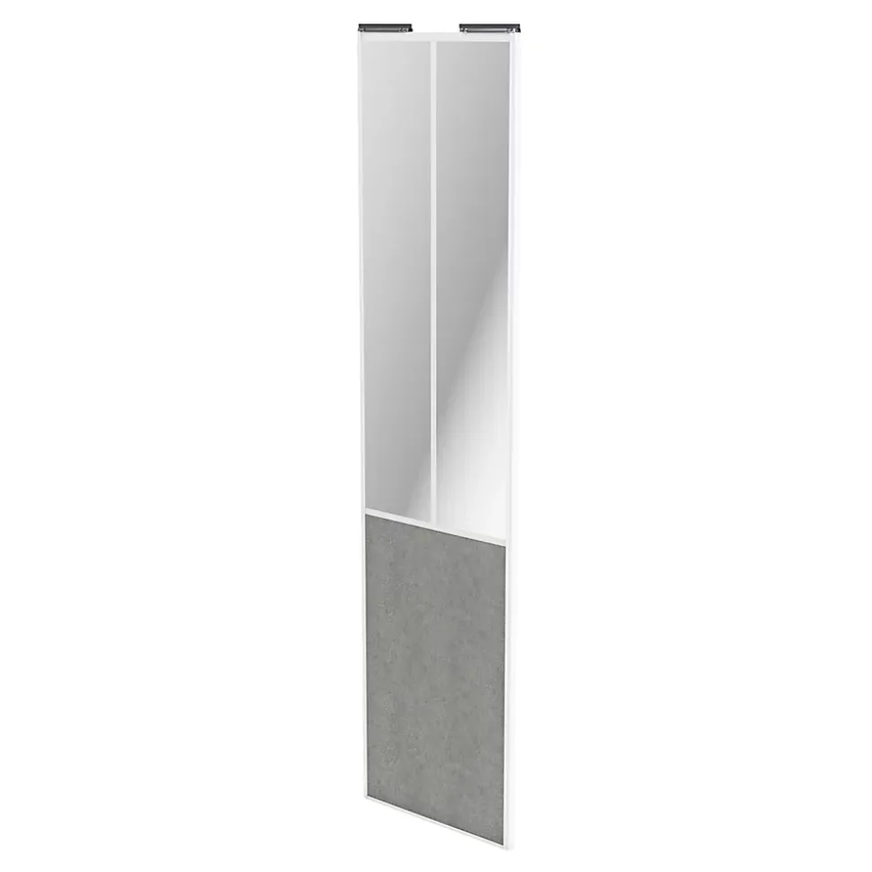 Porte de placard coulissante atelier béton profil blanc GoodHome Arius H. 248,5 x L. 61.2 cm + amortisseurs