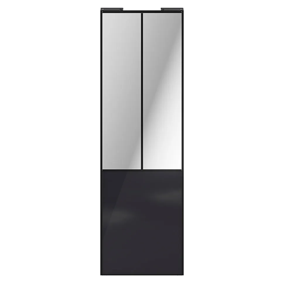 Porte de placard coulissante atelier noir profil noir GoodHome Arius H. 248,5 x L. 76.2 cm + amortisseurs