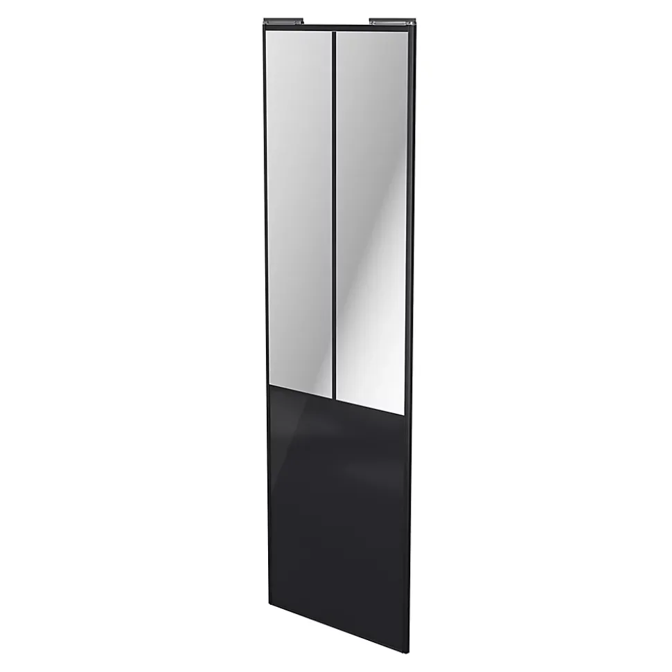 Porte de placard coulissante atelier noir profil noir GoodHome Arius H. 248,5 x L. 76.2 cm + amortisseurs