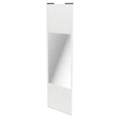 Porte de placard coulissante avec miroir blanc brillant profil blanc GoodHome Arius H. 248,5 x L. 77.2 cm + amortisseurs