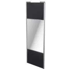 Porte de placard coulissante avec miroir noir profil gris GoodHome Arius H. 248,5 x L. 92.2 cm + amortisseurs