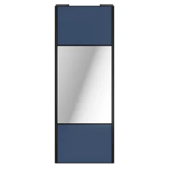 Porte de placard coulissante avec miroir bleu profil noir GoodHome Arius H. 248,5 x L. 92.2 cm + amortisseurs