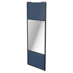 Porte de placard coulissante avec miroir bleu profil noir GoodHome Arius H. 248,5 x L. 92.2 cm + amortisseurs
