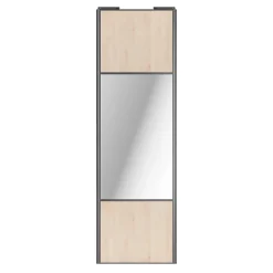 Porte de placard coulissante avec miroir effet chêne clair profil gris GoodHome Arius H. 248,5 x L. 77.2 cm + amortisseurs