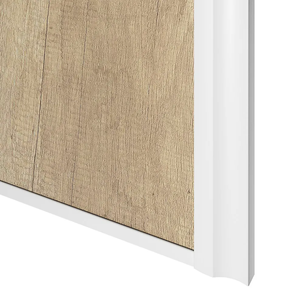 Porte de placard coulissante atelier effet chêne brut profil blanc GoodHome Arius H. 248,5 x L. 91.2 cm + amortisseurs